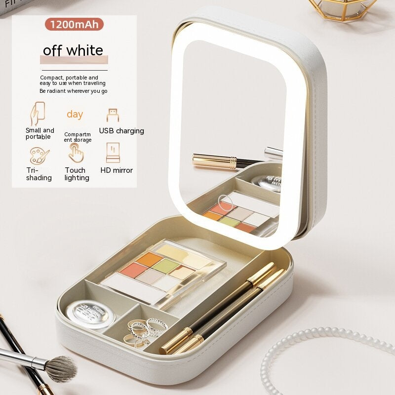 Makeup Storage Box With LED Light Mirror - Everyday-Sales.com