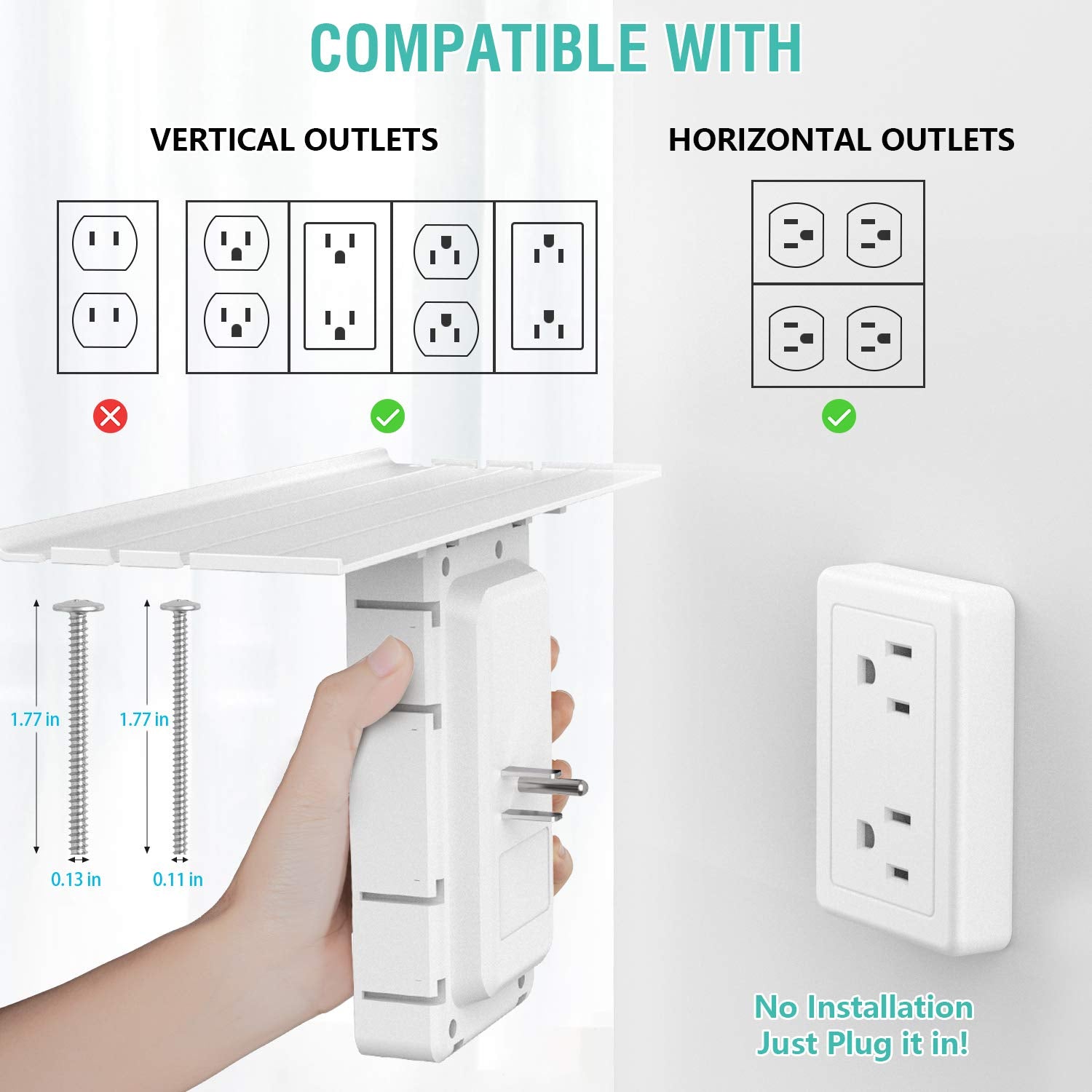 Wall Outlet Shelf Surge Protector 4 USB Ports - Everyday-Sales.com