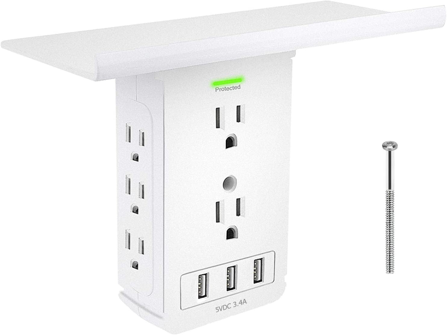 Wall Outlet Shelf with 3 USB Charging Ports - Everyday-Sales.com