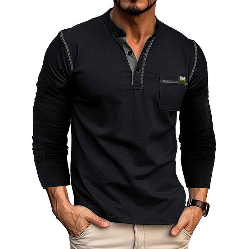 Men's Long Sleeve Color Matching Shirt - Everyday-Sales.com