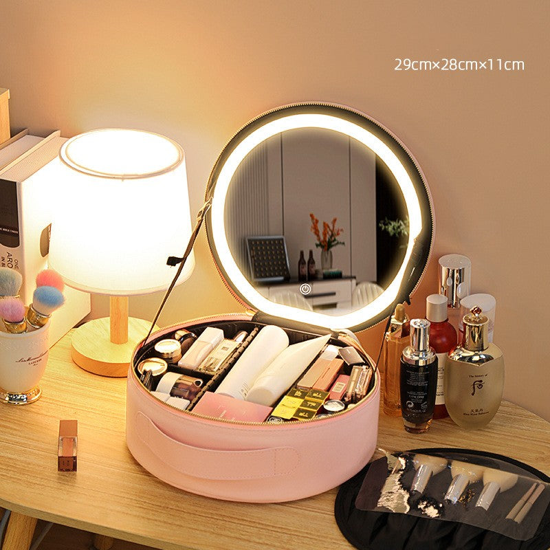 Circular Cosmetic Bag With LED Mirror - Everyday-Sales.com