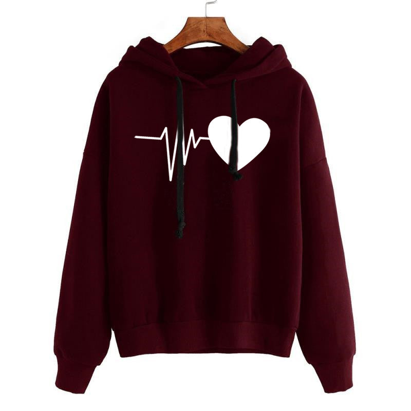 Heart Print Streetwear Hoodies - Everyday-Sales.com