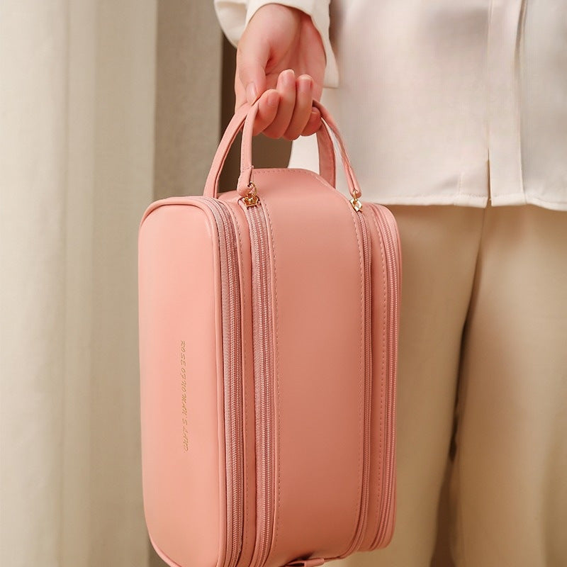 Three-Layer Double Zipper Cosmetic Bag