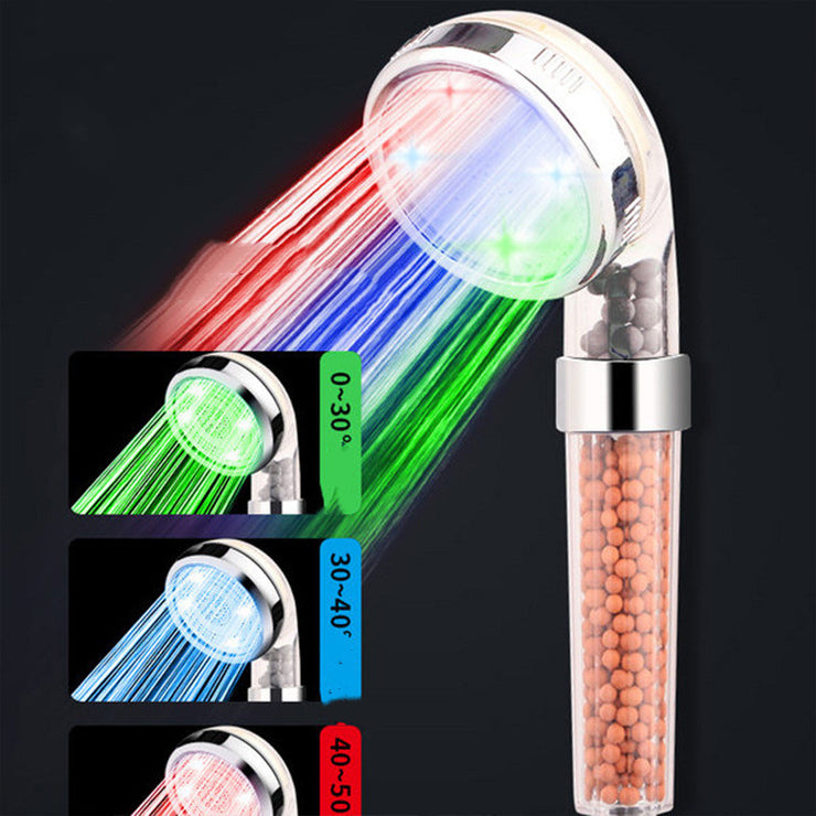 LED Temperature Control Mineral Filtered Shower Head