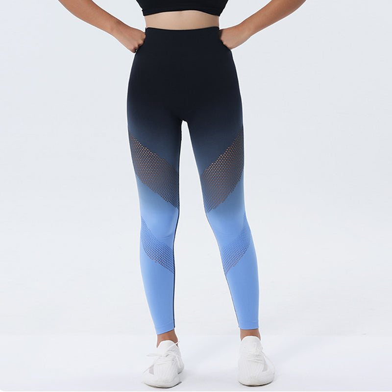 New Hollow Design Gradient Printed Yoga Pants