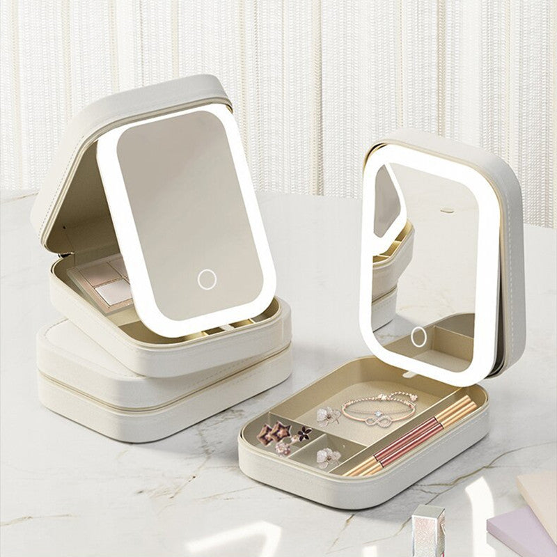 Makeup Storage Box With LED Light Mirror - Everyday-Sales.com