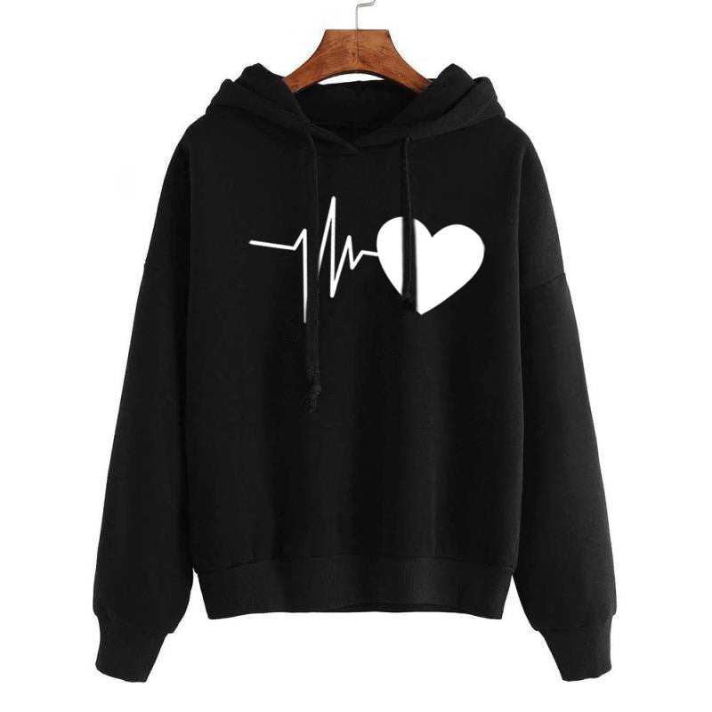 Heart Print Streetwear Hoodies - Everyday-Sales.com