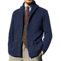 New Sweater Men's Euro American Solid Long Sleeve Knitted Cardigan