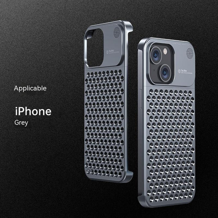 Aluminum Alloy Phone Case For 14 13 Pro Max Plus Hollow Heat Dissipation Anti-fall Full Body Shockproof Phone Cove