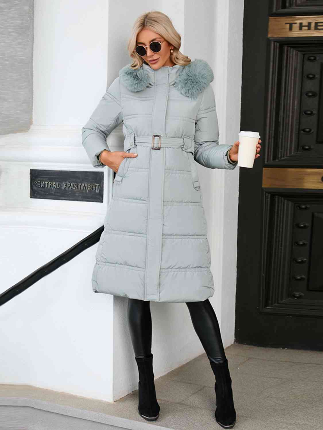 Longline Hooded Winter Coat with Pockets - Everyday-Sales.com