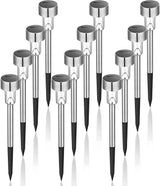 Solar Outdoor Lights, 12Pack Stainless Steel Solar Lights Outdoor Waterproof, LED Pathway Lights Outdoor Solar Lights Solar Garden Lights for Patio, Lawn, Yard and Landscape-(Cold White)