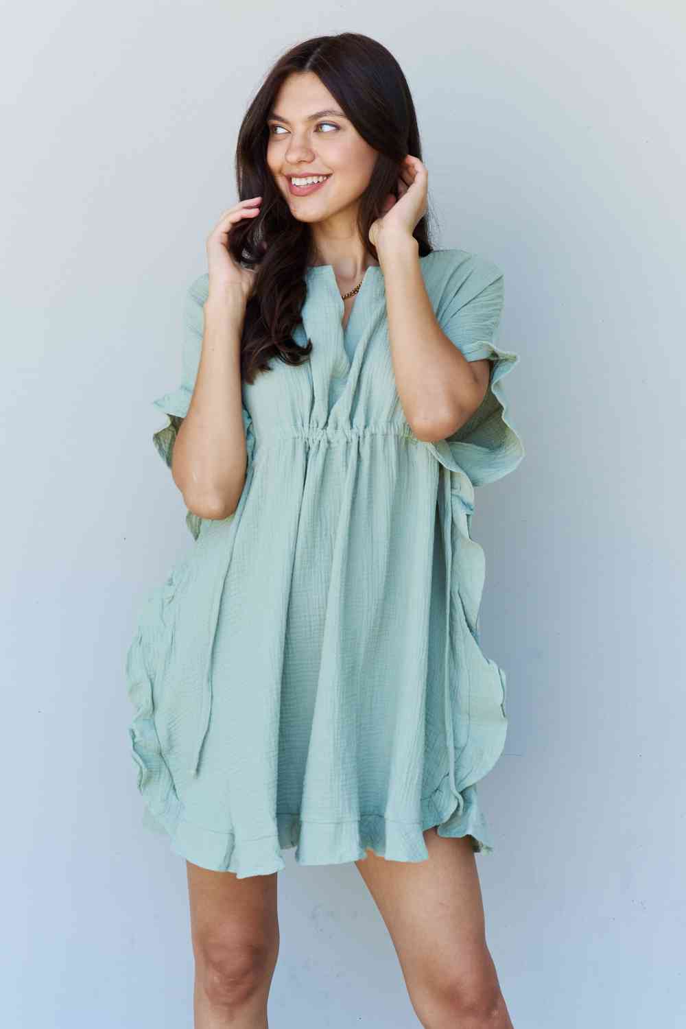 Ninexis Out Of Time Full Size Ruffle Hem Dress - Everyday-Sales.com