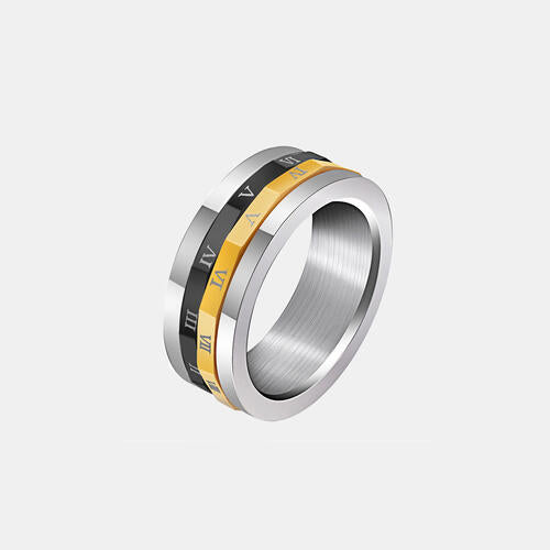 Roman Numeral Titanium Steel Spinner Ring - Everyday-Sales.com