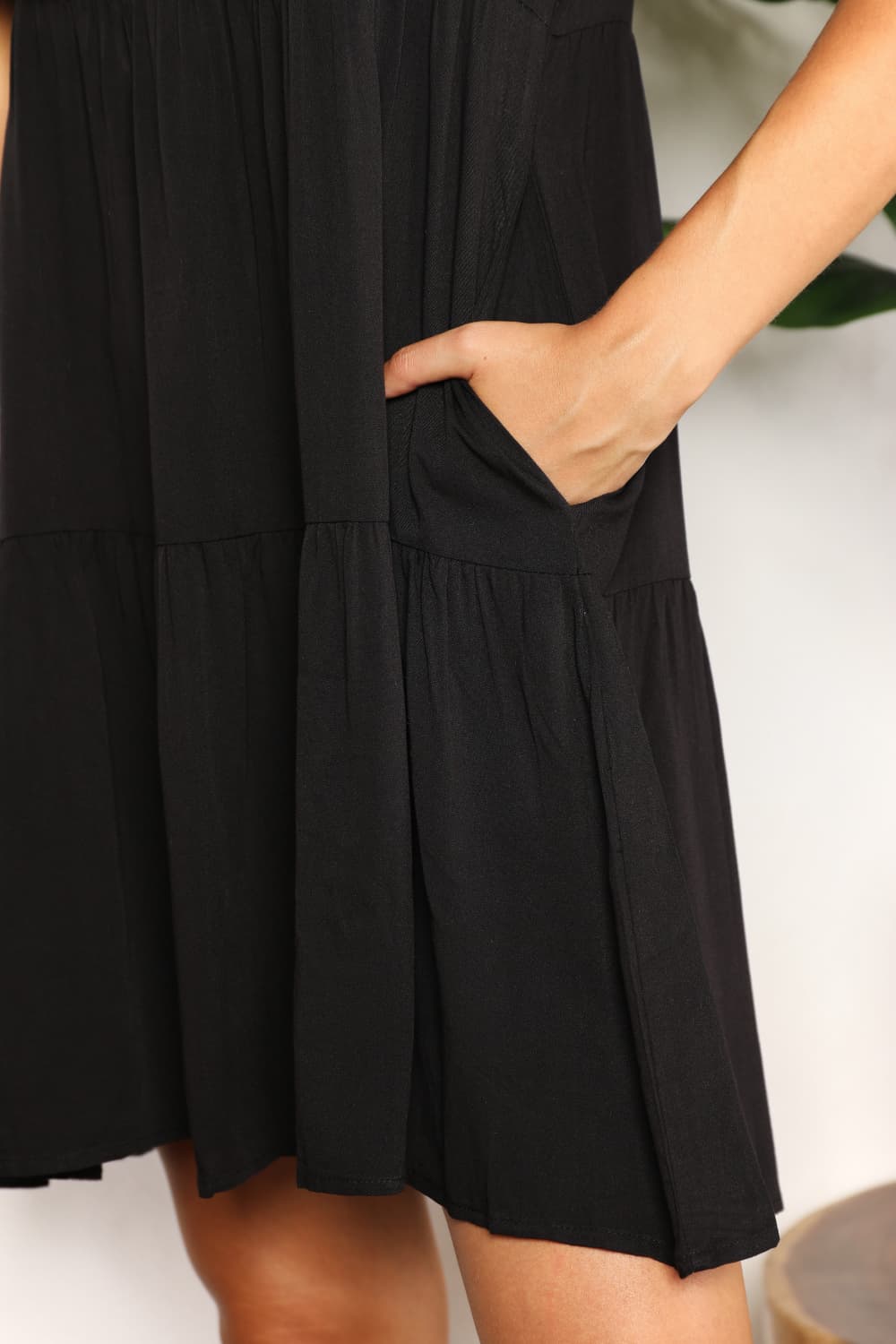 Double Take V-Neck Flounce Sleeve Tiered Dress - Everyday-Sales.com