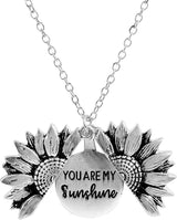 You Are My Sunshine Engraved Necklace Inspirational Sunflower Locket Necklace Jewelry Mother'S Day Gift for Women Girlfriend