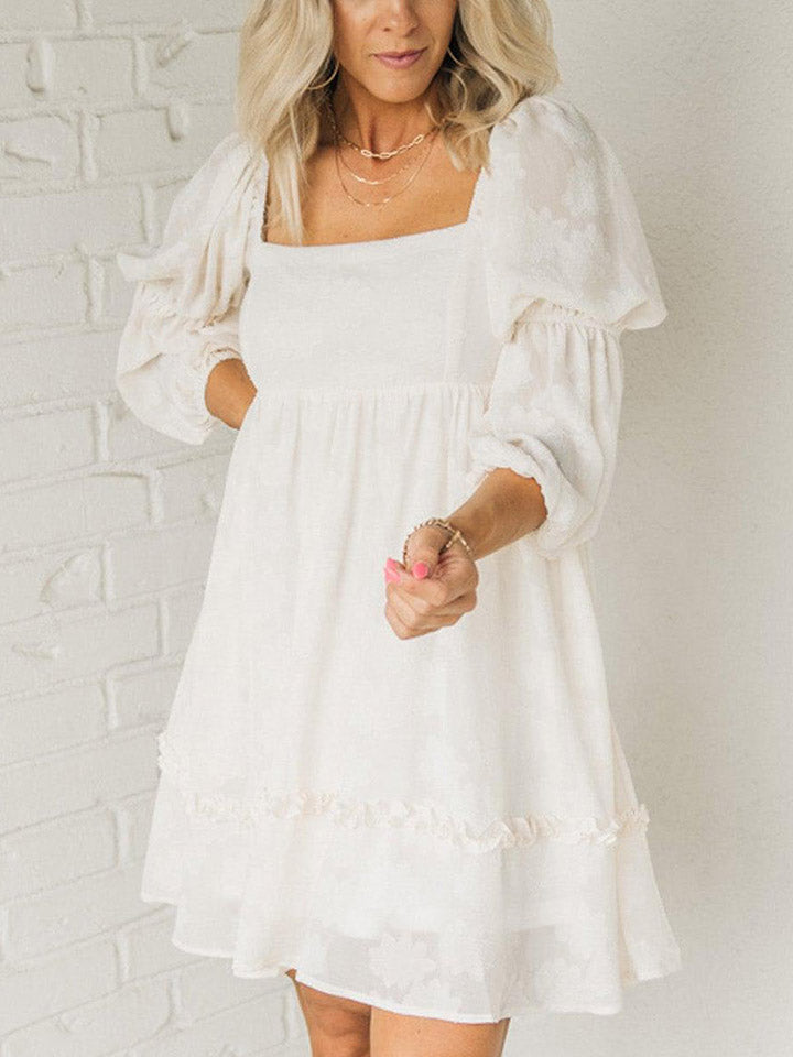 Square Neck Long Sleeve Mini Dress - Everyday-Sales.com