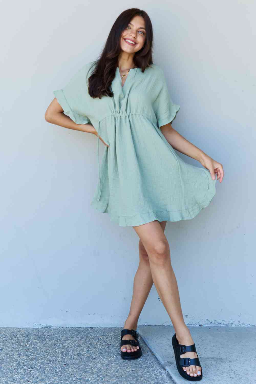 Ninexis Out Of Time Full Size Ruffle Hem Dress - Everyday-Sales.com
