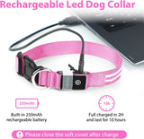 LED Dog Collar, Rechargeable Light up Dog Collar Flashing Lighted Dog Collar Waterproof Safety Adjustable Dog Collar Super Bright Glowing Collar for Medium Large Dog Pink-S (11-15.7 Inches