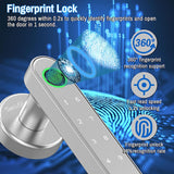 [Newest Upgrade] Fingerprint Door Lock, Keyless Entry Door Lock, Smart Door Lock with Passcode, Smart APP, Fingerprint, and Keys, Door Lock Fingerprint for Bedroom, Apartment, Office, Silver