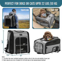 Cat Backpack Carrier with Soft Plush Mat, Cross Ventilation Design, Dog Backpack Easy Fit for Travel Camping Hiking, Hold Pets up to 22 Lbs
