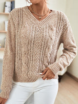 V-Neck Cable-Knit Sweater