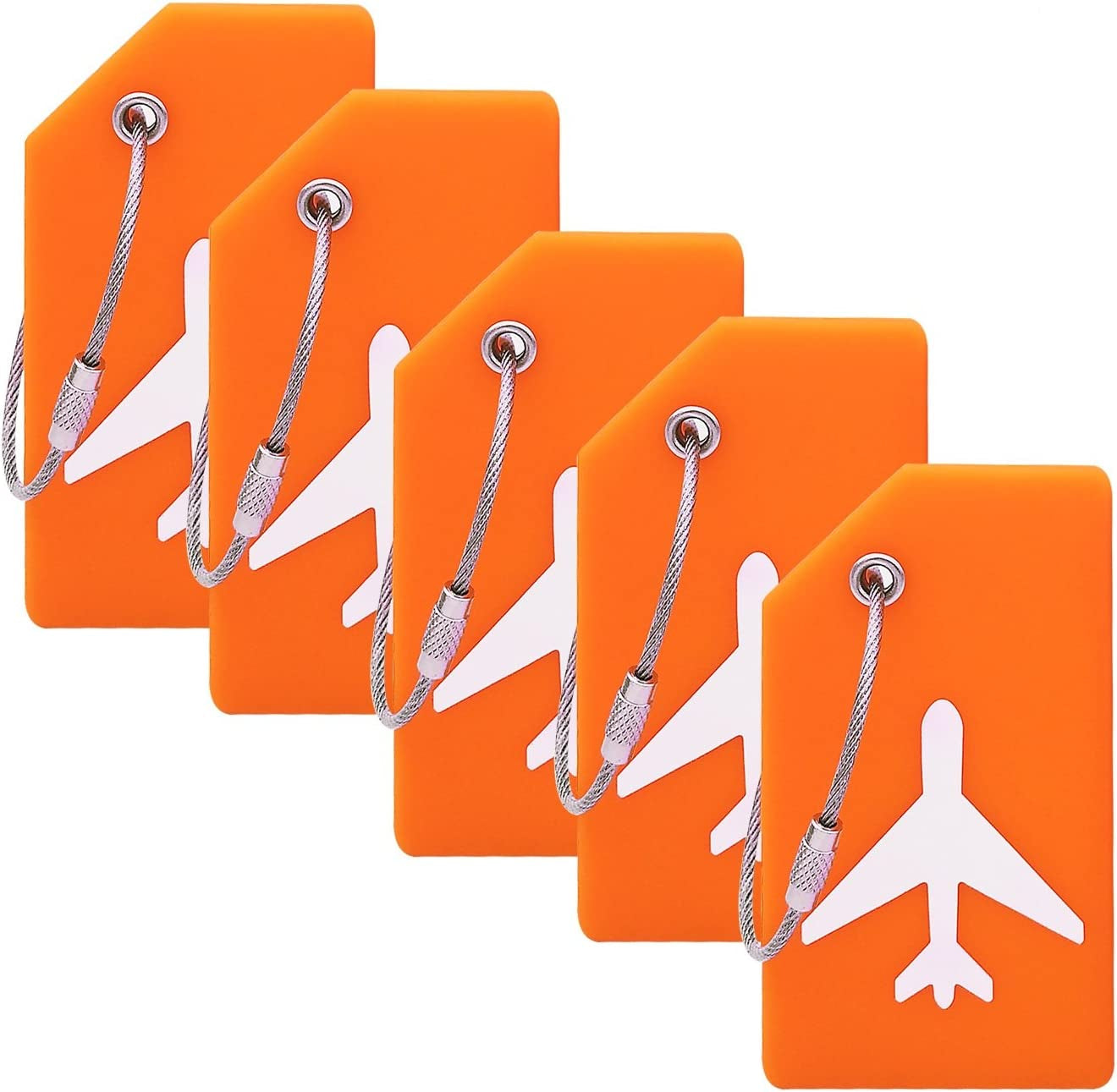5Pack Silicone Luggage Tag with Name ID Card Perfect to Quickly Spot Luggage Suitcase by