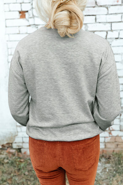 Round Neck Dropped Shoulder Sweatshirt - Everyday-Sales.com