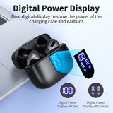 Bluetooth Headphones True Wireless Earbuds 60H Playback LED Power Display Earphones with Wireless Charging Case IPX5 Waterproof In-Ear Earbuds with Mic for TV Smart Phone Computer Laptop Sports