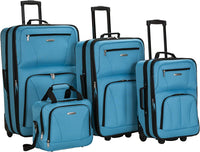 Rockland Journey Softside Upright Luggage Set,Expandable, Turquoise, 4-Piece (14/19/24/28)
