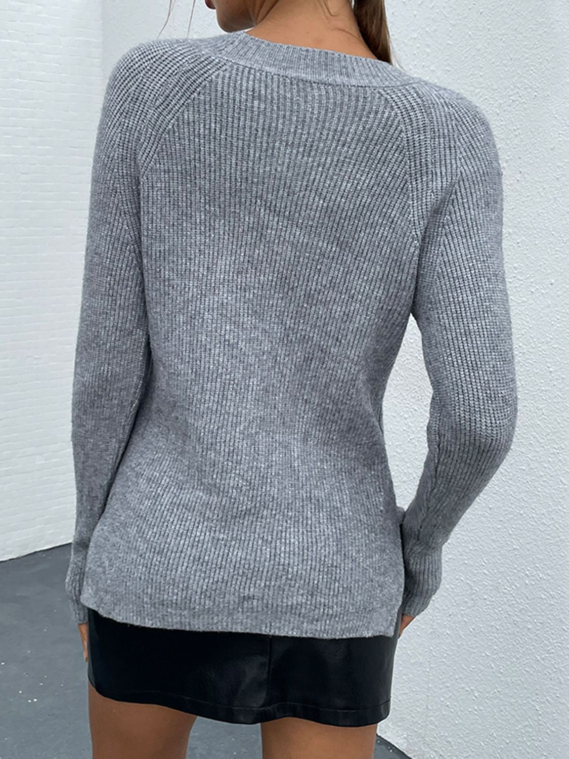 Bead Trim Rib-Knit Sweater - Everyday-Sales.com