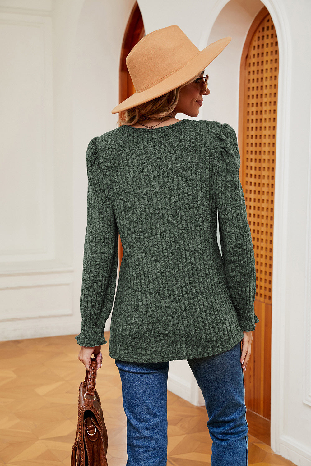 Square Neck Puff Sleeve Top - Everyday-Sales.com