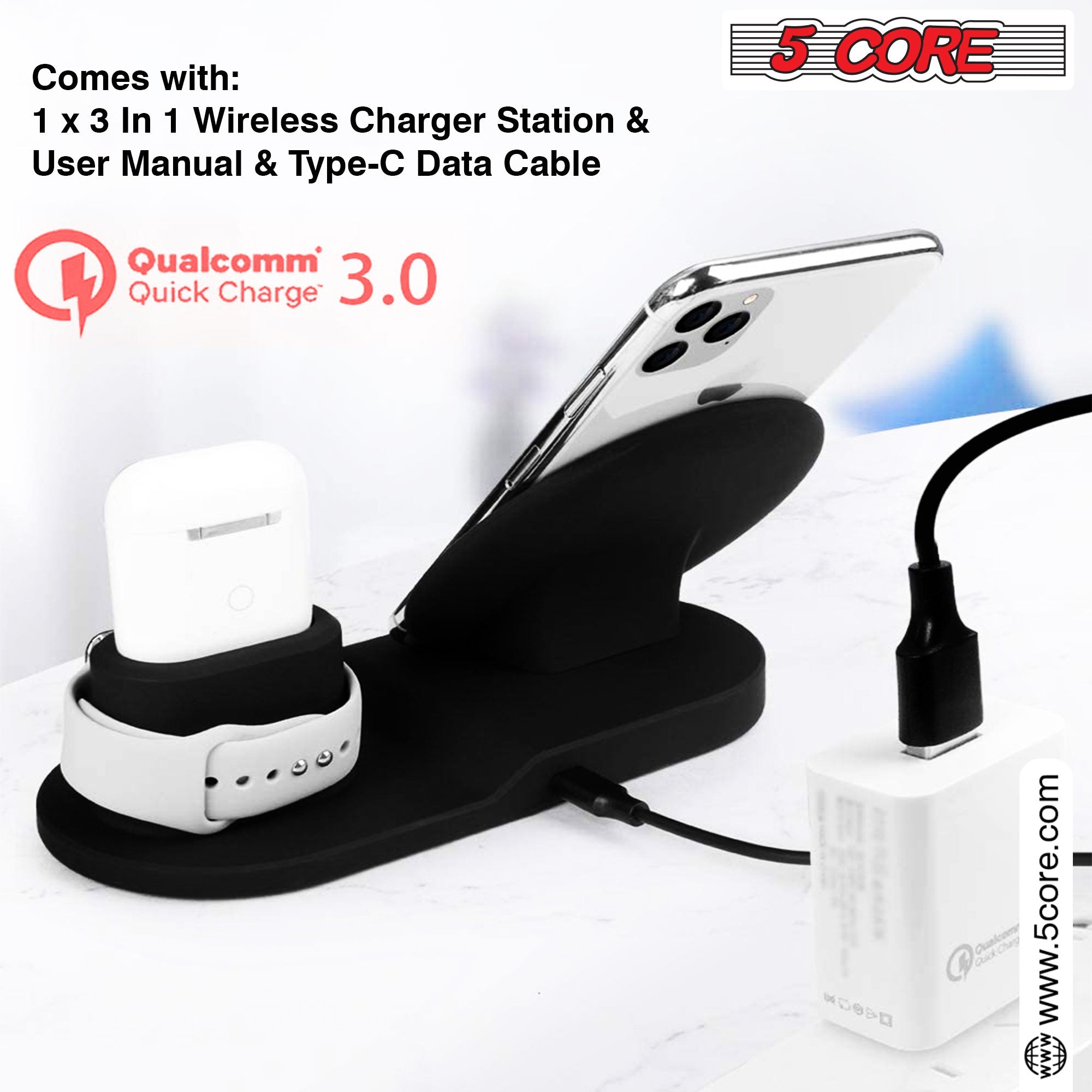 5 Core 3 in 1 Wireless Charging Station - Everyday-Sales.com