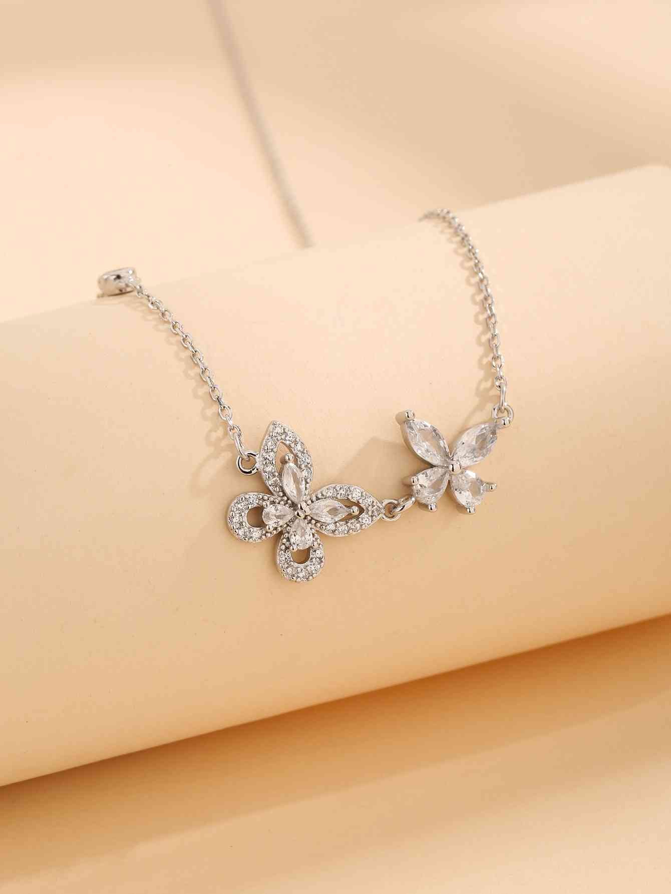 Zircon 925 Sterling Silver Butterfly Necklace - Everyday-Sales.com