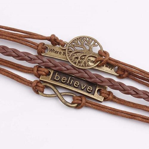 Alloy PU Leather Rope Bracelet - Everyday-Sales.com