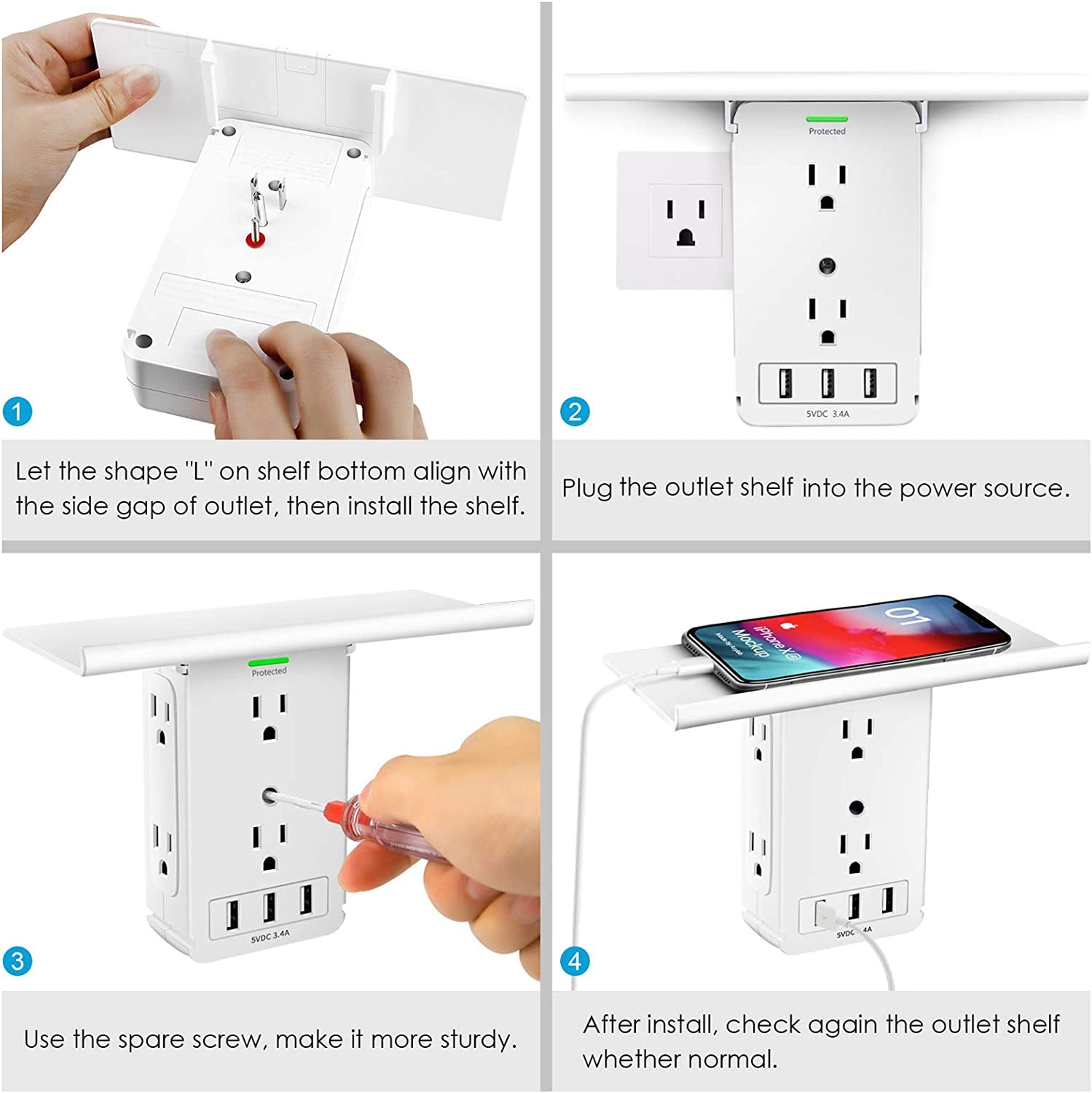 Socket Outlet Shelf with USB Ports - Everyday-Sales.com