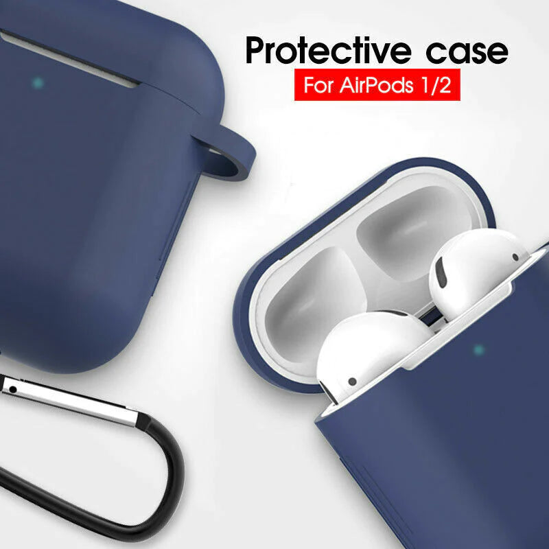 Apple Airpods Case 1 2 Silicone Protector + Keychain - Everyday-Sales.com
